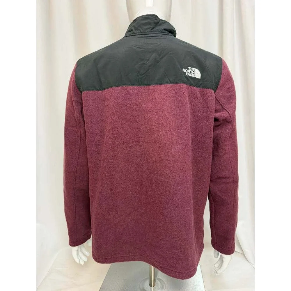 The North Face Men 200WT Quarter Zip Fleece Pullover Burgundy Black L NWT
